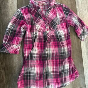 Plaid Pink and Gray Kids Shirt